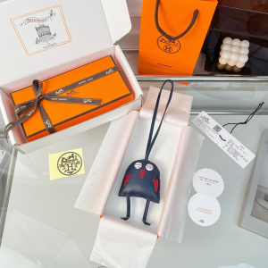 Hermes Hibouton Bag Charm Navy Blue