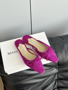 Manolo Blahnik Ballerimu Bow Details Flat Mules Purple Suede Leather Manolo Blahnik Ballerimu Bow Details Flat Mules Purple Suede Leather
