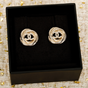 Chanel CC Logo Stud Earrings