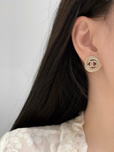 Chanel CC Logo Stud Earrings