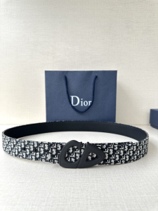 Dior CD30 Buckle Black Dior Oblique Jacquard and Leather Belt 35MM Dior CD30 Buckle Black Dior Oblique Jacquard and Leather Belt 35MM
