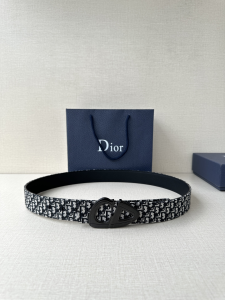 Dior CD30 Buckle Black Dior Oblique Jacquard and Leather Belt 35MM Dior CD30 Buckle Black Dior Oblique Jacquard and Leather Belt 35MM