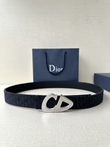 Dior CD30 Buckle Black Dior Oblique Jacquard and Leather Belt 35MM Dior CD30 Buckle Black Dior Oblique Jacquard and Leather Belt 35MM