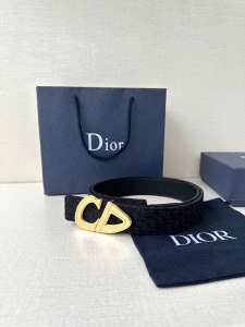 Dior CD30 Buckle Black Dior Oblique Jacquard and Leather Belt 35MM Dior CD30 Buckle Black Dior Oblique Jacquard and Leather Belt 35MM