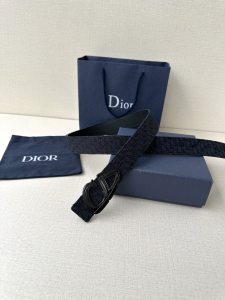 Dior CD30 Buckle Black Dior Oblique Jacquard and Leather Belt 35MM Dior CD30 Buckle Black Dior Oblique Jacquard and Leather Belt 35MM