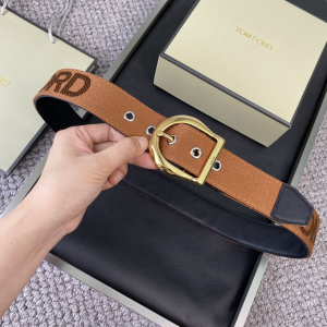 Tom Ford Canvas and Leather Square Buckle Belt Brown 40MM Tom Ford Canvas and Leather Square Buckle Belt Brown 40MM