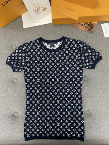 Louis Vuitton Monogram Jacquard Knit Top Navy Louis Vuitton Monogram Jacquard Knit Top Navy