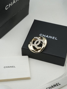 Chanel Crystal CC Logo Brooch