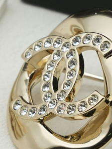 Chanel Crystal CC Logo Brooch