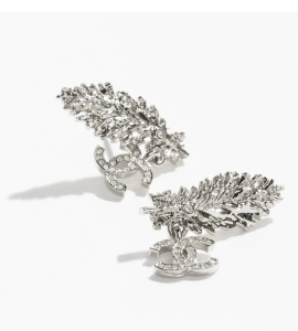 Chanel Metal Crystal Pendant Earrings