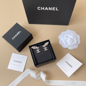 Chanel Metal Crystal Pendant Earrings