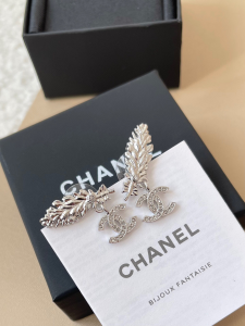Chanel Metal Crystal Pendant Earrings