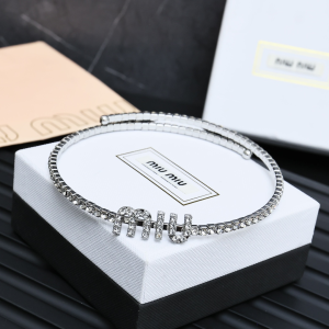 Miu Miu Crystal Logo Choker Necklace