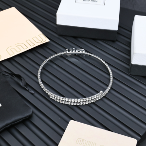 Miu Miu Crystal Logo Choker Necklace