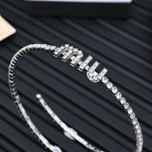 Miu Miu Crystal Logo Choker Necklace