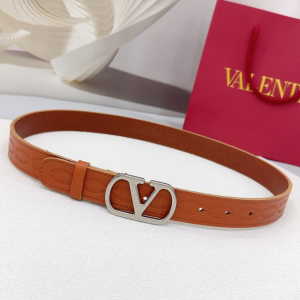 Valentino Vlogo Signature Calfskin Belt Brown 30MM Valentino Vlogo Signature Calfskin Belt Brown 30MM