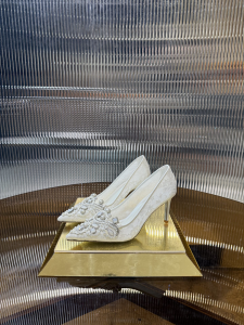 Rene Caovilla Crystal Embellished Leather and Mesh Pumps White 75MM Rene Caovilla Crystal Embellished Leather and Mesh Pumps White 75MM