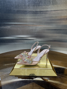 Rene Caovilla Rose Jewelred Jewel Slingback Pumps Pink 75MM Rene Caovilla Rose Jewelred Jewel Slingback Pumps Pink 75MM