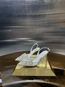 Rene Caovilla Rose Jewelred Jewel Slingback Pumps White 75MM Rene Caovilla Rose Jewelred Jewel Slingback Pumps White 75MM