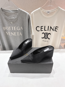 Alaia Cube Black Satin Wedge Mules