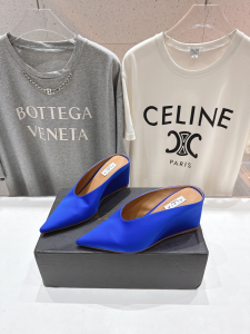 Alaia Cube Blue Satin Wedge Mules