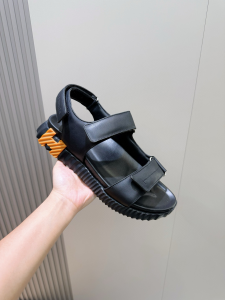 Hermes Junior Black Leather Flat Sandals Hermes Junior Black Leather Flat Sandals