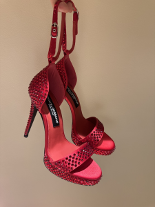 Dolce Gabbana Satin Platform High Heeled Sandals with Fusible Rhinestones Red 120MM Dolce Gabbana Satin Platform High Heeled Sandals with Fusible Rhinestones Red 120MM