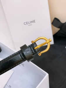 Celine Crecy Buckle Black Leather Belt