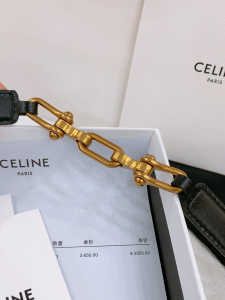 Celine Crecy Buckle Black Leather Belt