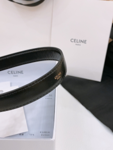 Celine Crecy Buckle Black Leather Belt