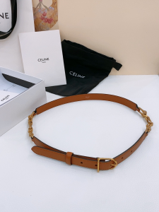 Celine Crecy Buckle Brown Leather Belt