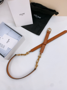 Celine Crecy Buckle Brown Leather Belt