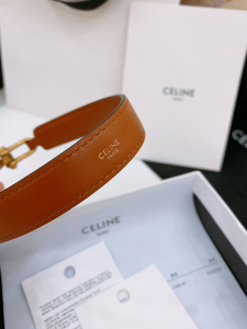 Celine Crecy Buckle Brown Leather Belt