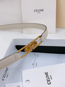 Celine Crecy Buckle White Leather Belt