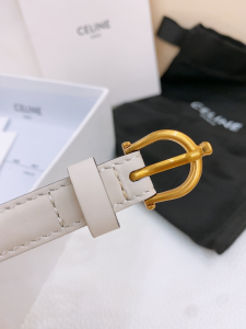 Celine Crecy Buckle White Leather Belt