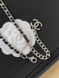 Chanel CC Logo Leather and Chain Belt