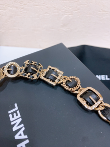 Chanel Leather and Chain Belt Black