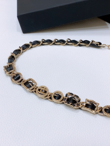 Chanel Leather and Chain Belt Black