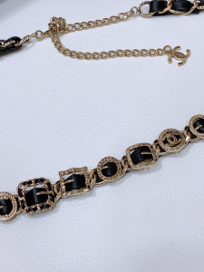 Chanel Leather and Chain Belt Black