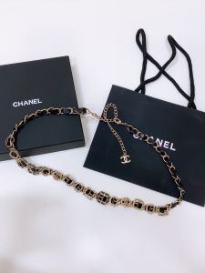 Chanel Leather and Chain Belt Black