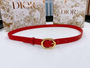 Dior Chic Belt Red Smooth Calfskin 20MM