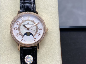 Jaeger LeCoultre Rendez Vous Moonphase White Dial Diamond Bezel Black Leather Strap Watch 34MM Jaeger LeCoultre Rendez Vous Moonphase White Dial Diamond Bezel Black Leather Strap Watch 34MM
