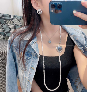 Chanel CC Heart Pearls Long Necklaces