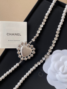 Chanel CC Heart Pearls Long Necklaces