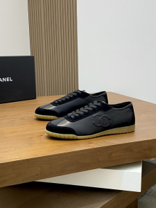 Chanel CC Logo Black Suede and Calfskin Low Top Sneakers Chanel CC Logo Black Suede and Calfskin Low Top Sneakers