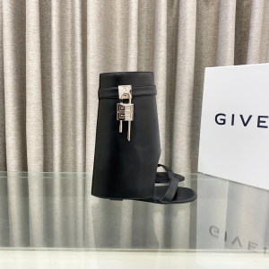 Givenchy Shark Pad Lock Ankle Sandals Black Calfskin Leather Givenchy Shark Pad Lock Ankle Sandals Black Calfskin Leather