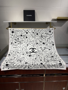 Chanel Silk CC Square Scarf White