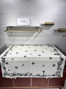 Chanel White Silk Square Scarf