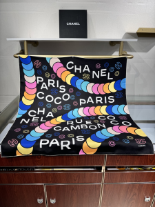 Chanel CC Multicolored Silk Square Scarf Black Chanel CC Multicolored Silk Square Scarf Black