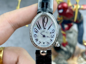Breguet Reine de Naples Automatic Mother of Pearl Dial Diamond Leather Strap Womens Watch Black White Breguet Reine de Naples Automatic Mother of Pearl Dial Diamond Leather Strap Womens Watch Black White